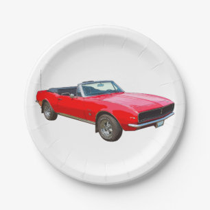 Prato De Papel Carro Muscular Camaro Vermelho Convertível 1967