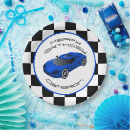 Prato De Papel Carro Race Azul | Festa de aniversário personaliza