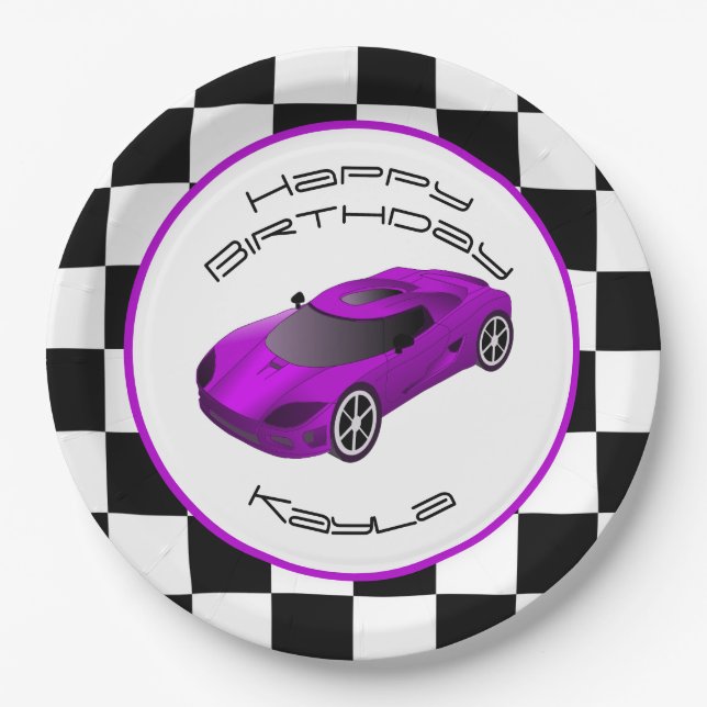 Prato De Papel Carro Race Puro | Festa de aniversário personaliza (Frente)