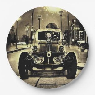 Prato De Papel Carro vintage Steampunk e Streetlight