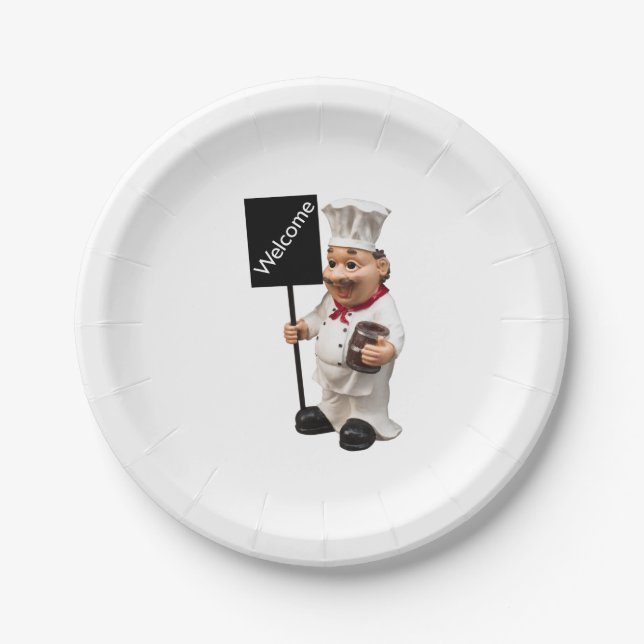 Prato De Papel Cartão de menu de BOAS-VINDAS do chef (Frente)