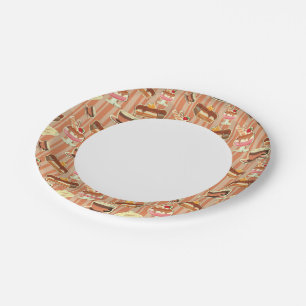 Prato De Papel Cartão Vintage Com Um Deserto De Morango