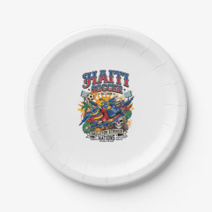 Prato De Papel Cartaz Estilo Haiti Futebol Esqueleto Atacante Naç