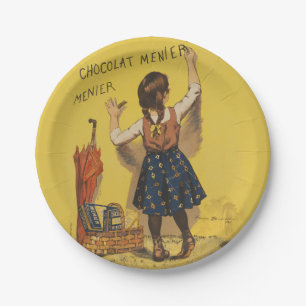 Prato De Papel Cartaz Francês Vintage Chocolat Menier Arte Bouiss