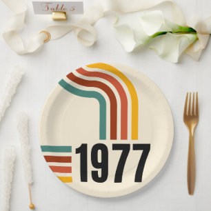 Prato De Papel Cartaz Retro Vintage 1977 Aniversário de 50 anos