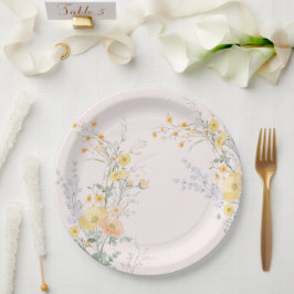 Prato De Papel Cartões de Lugares Dobrados para Casamento com Flo