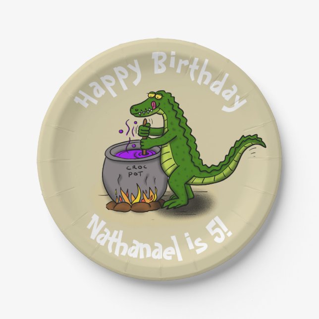 Prato De Papel Cartografia de janto de cozinhar verde feliz (Frente)