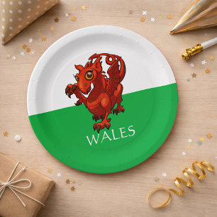 Prato De Papel Cartografia do pequeno dragão vermelho galês galês