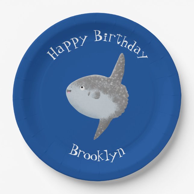 Prato De Papel Cartografia fofa mola de peixe-sol oceânico (Frente)