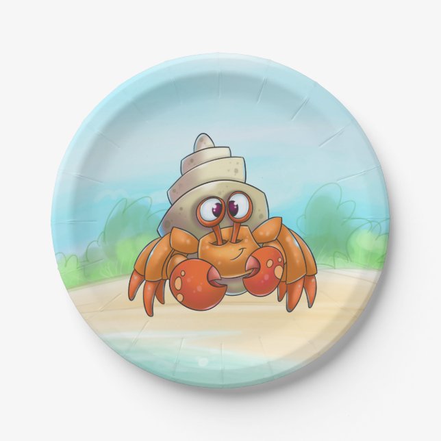 Prato De Papel Cartoon Bonito Hermit Crab Plate (Frente)