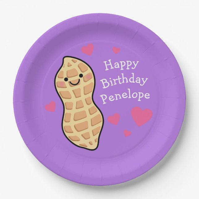 Prato De Papel Cartoon de Aniversário de criança de amendoim (Frente)