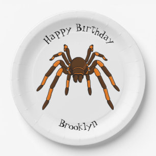 Prato De Papel Cartoon de aranha-do-marrom e-laranja-acastanhado