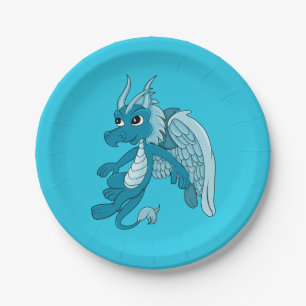 Prato De Papel Cartoon de dragão azul