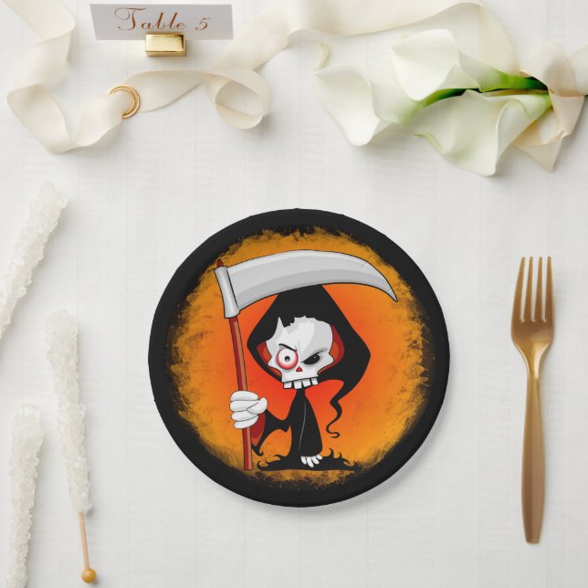 Prato De Papel Cartoon Grim Reaper (Casamento)