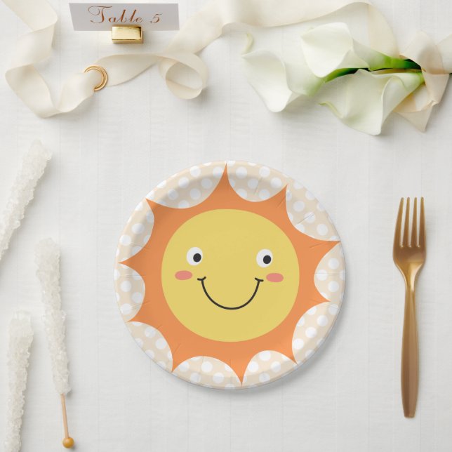 Prato De Papel Cartoon Sun Face Sorridente (Casamento)