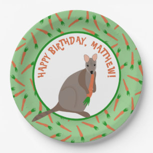 Prato De Papel Cartoon Wallaby e Aniversário de criança de Carr