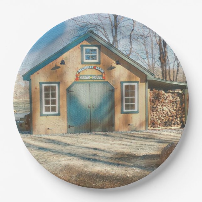 Prato De Papel Casa de Açúcar de Maple (Frente)