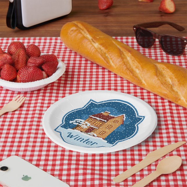 Prato De Papel Casa De Inverno Na Neve (Criador carregado)