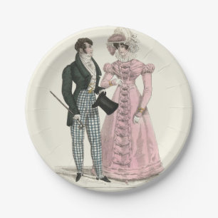 Prato De Papel Casal Antigo Casamento 1823 Homem Mulher Moda