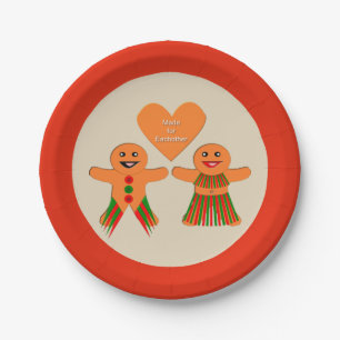 Prato De Papel Casal de Gingerbread de Natal