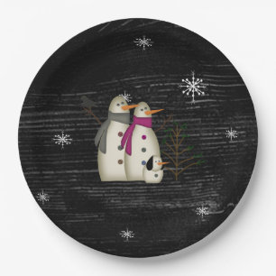Prato De Papel Casal De Neve Primitiva Com Placas De Papel Canino