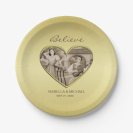 Prato De Papel Casal Vintage Romance, homem e mulher, ouro