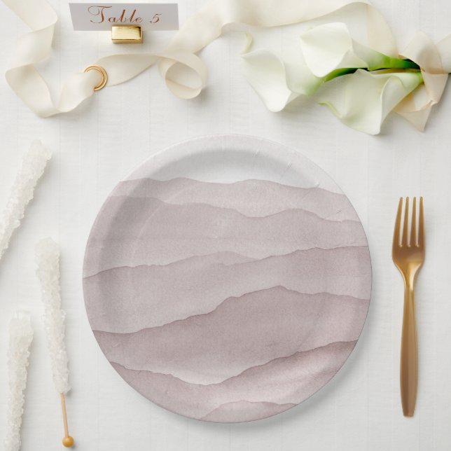 Prato De Papel casamento abstrato poeirento rosa (Casamento)