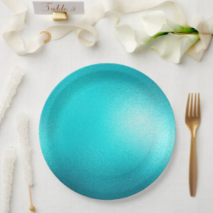 Prato De Papel Casamento Azul de Aqua Chic Turquoise