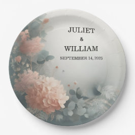 Prato De Papel Casamento Azul Eucalyptus Lace Tulle Pastel Dusty