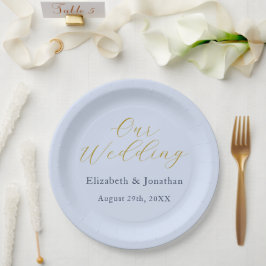 Prato De Papel Casamento Azul Opulento