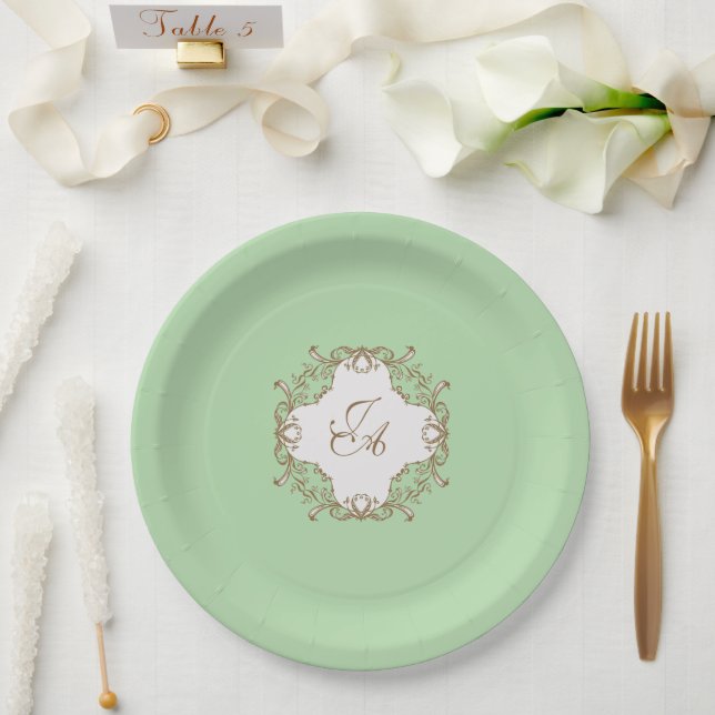 Prato de Papel Casamento Barroco Verde (Casamento)