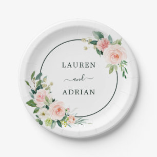 Prato De Papel Casamento Blush Pink Bloom