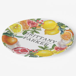 Prato De Papel Casamento Botânico de Citrus Wreath