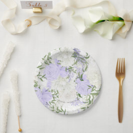 Prato De Papel Casamento Botânico Periwinkle Watercolor