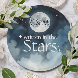 Prato De Papel Casamento Celestial de Céu Azul Estrelado
