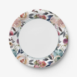 Prato De Papel Casamento Chic Boho Rosa Bege Azul