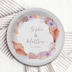 Prato De Papel Casamento Chic Costeiro de Beach Seashells