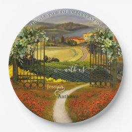 Prato De Papel Casamento Colorido de Paisagem Tuscana