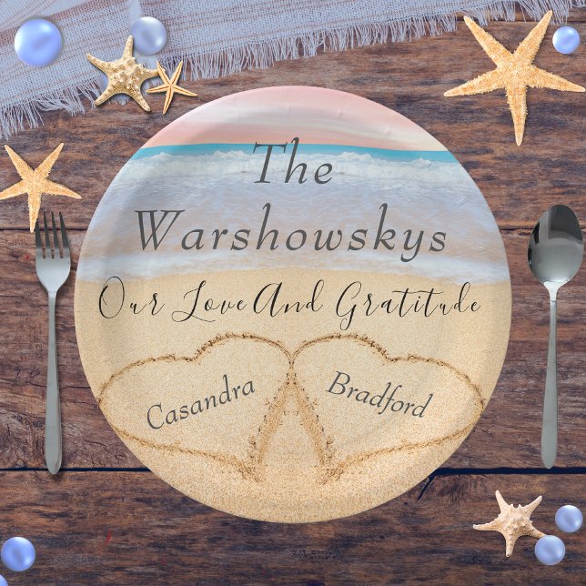 Prato De Papel Casamento com Areia Rosa Blush 2 Heart Sand Weddin (Criador carregado)