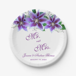 Prato De Papel Casamento com Clematis Chic e Sofisticado