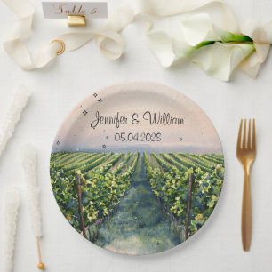 Prato De Papel Casamento com Itália de Destino de Vinha Russo