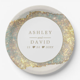 Prato De Papel Casamento com Lixo Moderno Iridescente