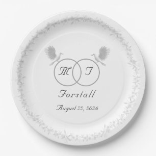 Prato De Papel Casamento com Monogramas católicos de unidade nupc