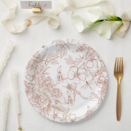 Prato De Papel Casamento com Padrão Francês Vintage Toile-De-Jouy
