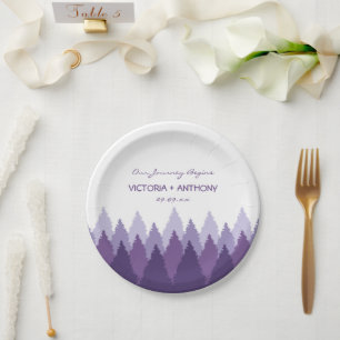 Prato De Papel Casamento com Púrpura Floresta