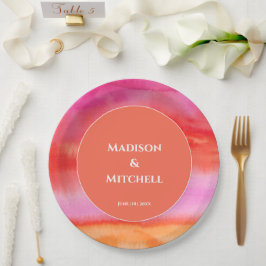 Prato De Papel Casamento Cor de Água Laranja Cor de Cor Laranja R