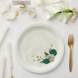 Prato De Papel casamento das flores verdes esmeraldas