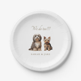 Prato De Papel Casamento de 2 Animais de Estimação Personalizado