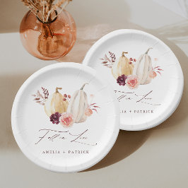 Prato De Papel Casamento de Abóbora de Outono Apaixonante