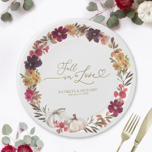 Prato De Papel Casamento de Abóbora Floral Burgundy Branco Enamor